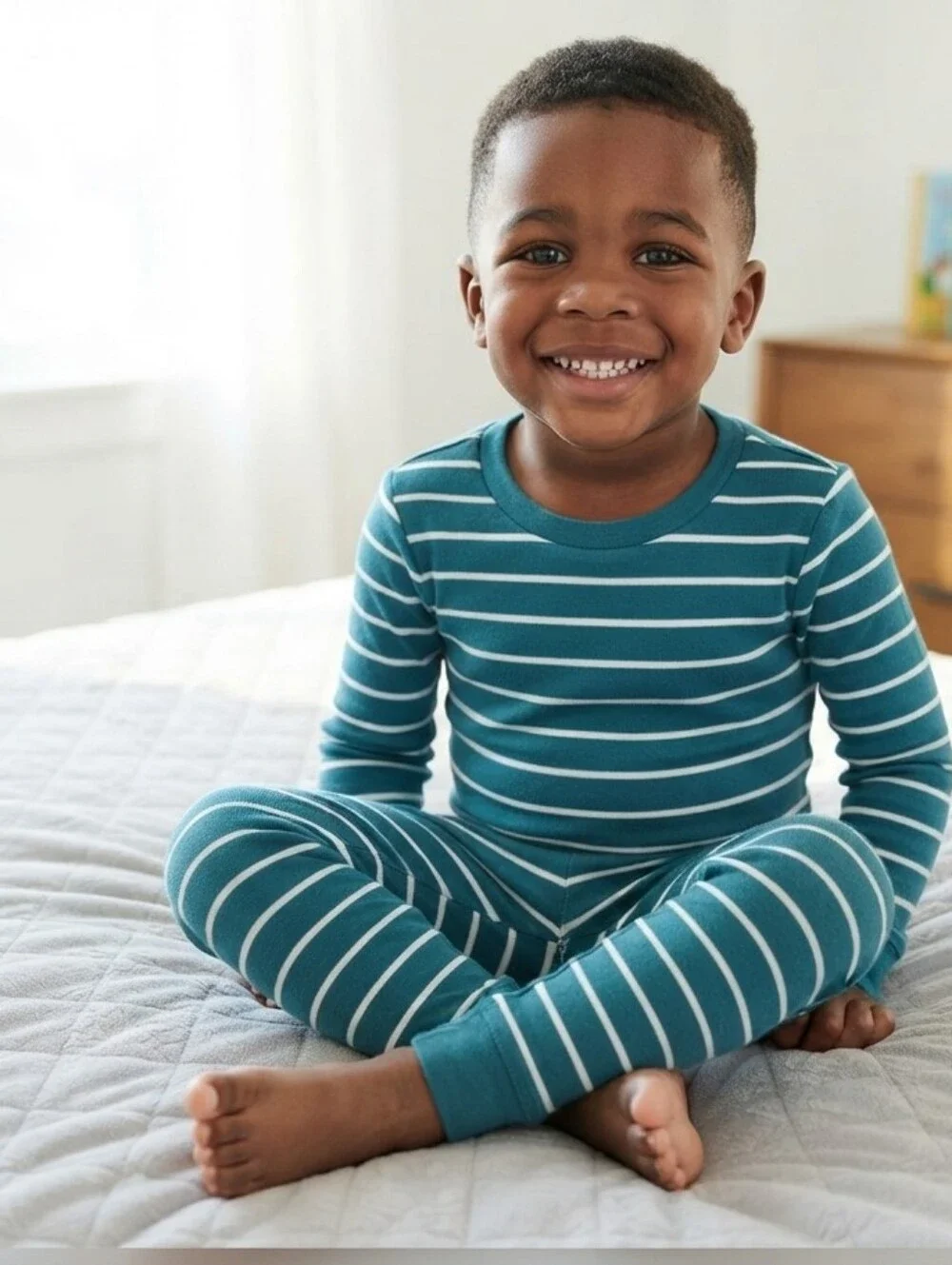 Carter's 3T Teal and White Striped Kids Pajama Set